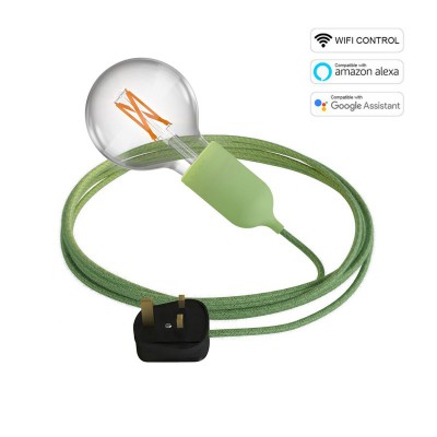 Snake EIVA Wi-Fi, portable outdoor lamps, 5 m fabric cables, IP65 lamp holder and smart lightbulb - Soft green