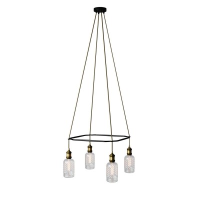 4-fall Cage Crystal Lamp - Brass