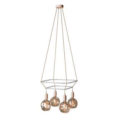 4-fall 2 Cage Globe Bumped Lamp - Neutral