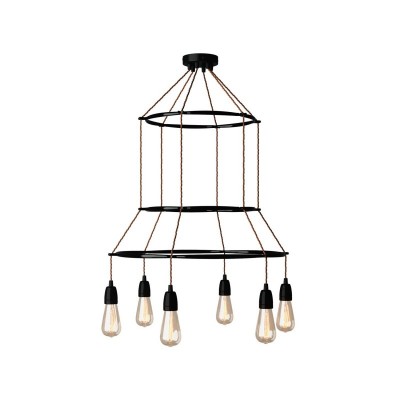 6-fall 3 Cage Edison ST64 Lamp - Black