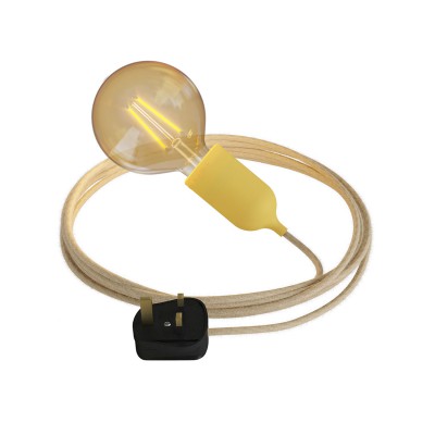 Eiva Snake Pastel, portable outdoor lamp, 5 m textile cable, UK plug and IP65 waterproof lamp holder - Yellow mustard