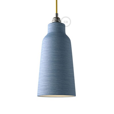 Ceramic lampshade Bottle, Materia collection - Made in Italy - Streaked Avion - White