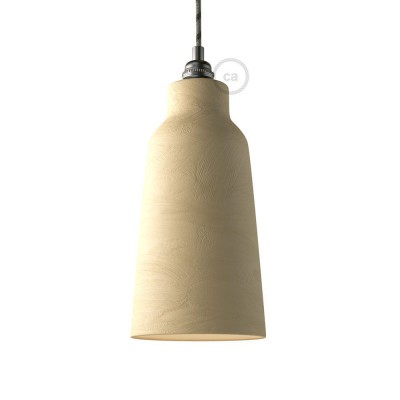 Ceramic lampshade Bottle, Materia collection - Made in Italy - Streaked Dove-Grey - White