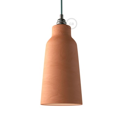 Ceramic lampshade Bottle, Materia collection - Made in Italy - Streaked Terracotta - White