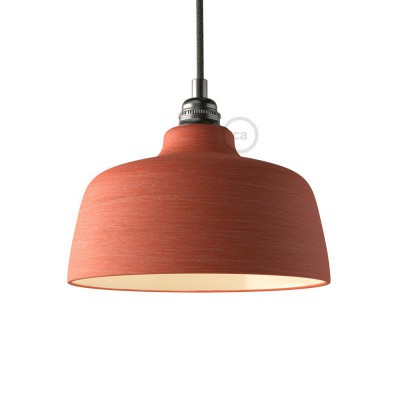 Ceramic lampshade Cup, Materia collection - Made in Italy - Streaked Coral - White