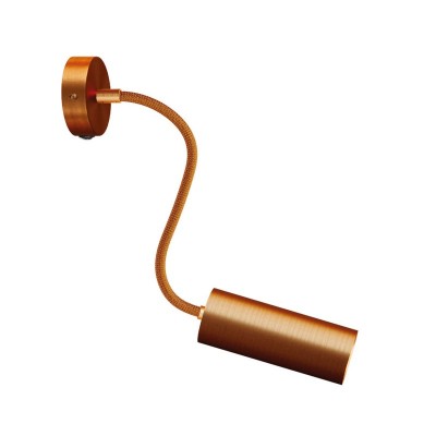 Fermaluce Flex 30 Lamp with mini rose, switch and spotlight with Tub-E14 lampshade - Brushed copper