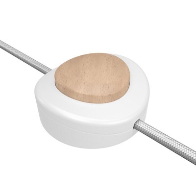 Inline single-pole foot switch Creative Switch white - Wood effect