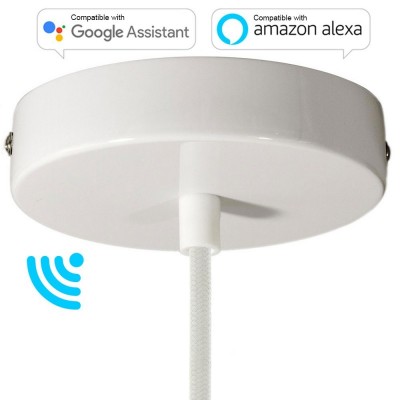 SMART cylindrical metal ceiling rose kit - compatible with voice assistants - Glossy white