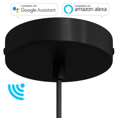 SMART cylindrical metal ceiling rose kit - compatible with voice assistants - Black