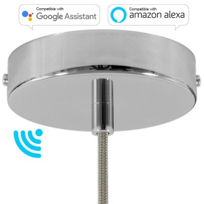 SMART cylindrical metal ceiling rose kit - compatible with voice assistants - Chrome