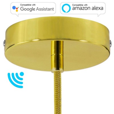 SMART cylindrical metal ceiling rose kit - compatible with voice assistants - Brass