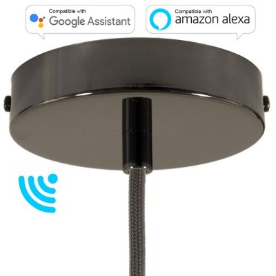 SMART cylindrical metal ceiling rose kit - compatible with voice assistants - Black pearl