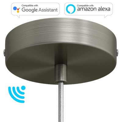 SMART cylindrical metal ceiling rose kit - compatible with voice assistants - Brushed titanium