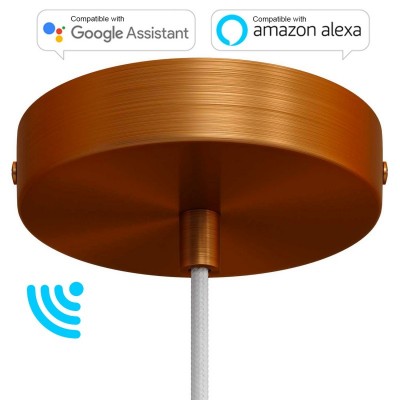 SMART cylindrical metal ceiling rose kit - compatible with voice assistants - Brushed copper