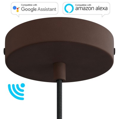 SMART cylindrical metal ceiling rose kit - compatible with voice assistants - Painted dark rust