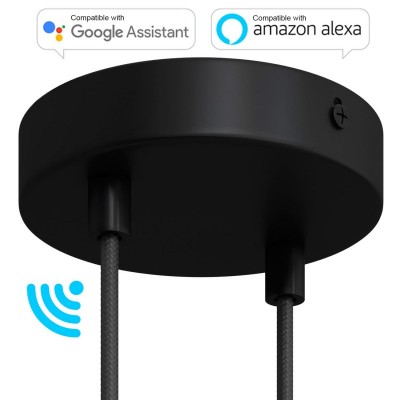 SMART cylindrical metal 2-hole ceiling rose kit - compatible with voice assistants - Black