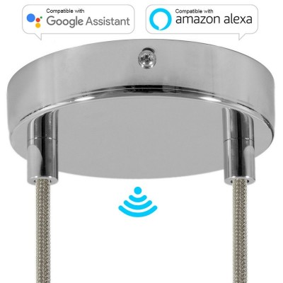 SMART cylindrical metal 2-hole ceiling rose kit - compatible with voice assistants - Chrome