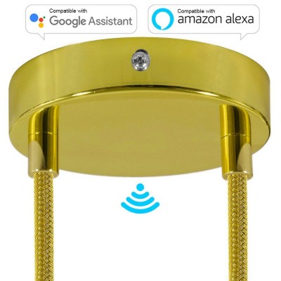 SMART cylindrical metal 2-hole ceiling rose kit - compatible with voice assistants - Brass