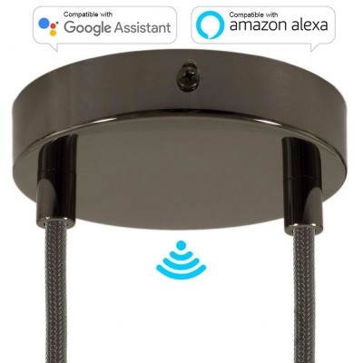 SMART cylindrical metal 2-hole ceiling rose kit - compatible with voice assistants - Black pearl