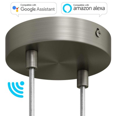 SMART cylindrical metal 2-hole ceiling rose kit - compatible with voice assistants - Brushed titanium