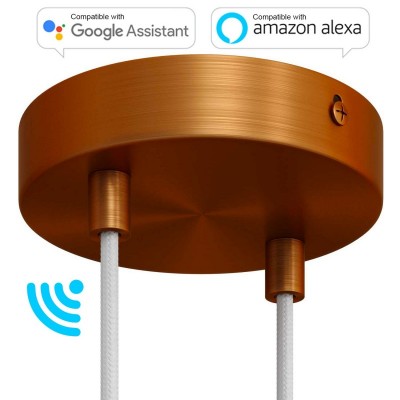 SMART cylindrical metal 2-hole ceiling rose kit - compatible with voice assistants - Brushed copper