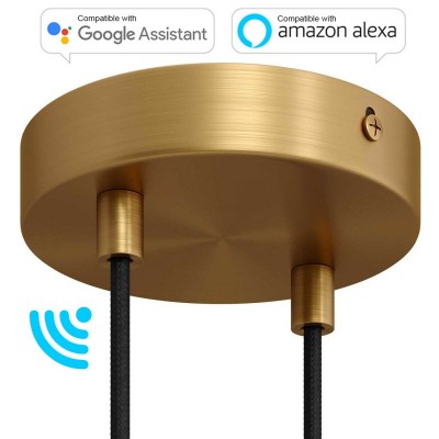 SMART cylindrical metal 2-hole ceiling rose kit - compatible with voice assistants - Brushed bronze