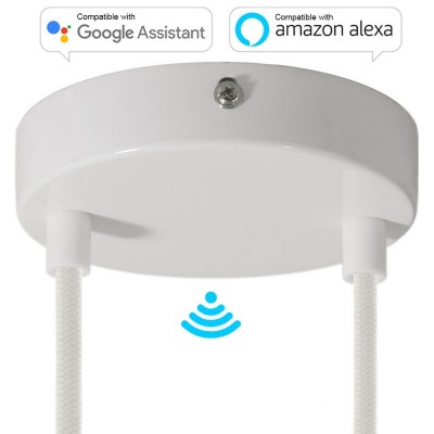 SMART cylindrical metal 2-hole ceiling rose kit - compatible with voice assistants - Glossy white