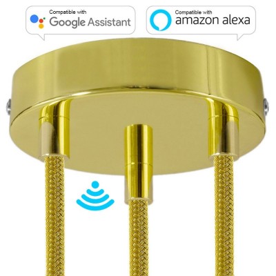 SMART cylindrical metal 3-hole ceiling rose kit - compatible with voice assistants - Brass