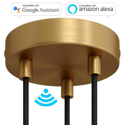 SMART cylindrical metal 3-hole ceiling rose kit - compatible with voice assistants - Brushed bronze