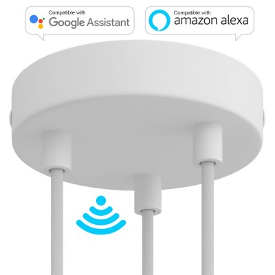 SMART cylindrical metal 3-hole ceiling rose kit - compatible with voice assistants - Matt White