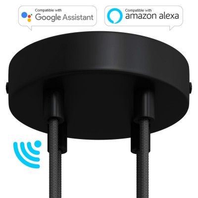 SMART cylindrical metal 4-hole ceiling rose kit - compatible with voice assistants - Black