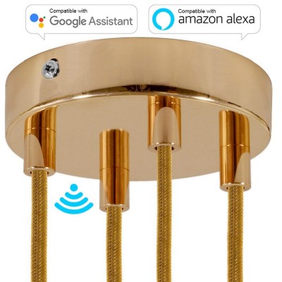 SMART cylindrical metal 4-hole ceiling rose kit - compatible with voice assistants - Copper