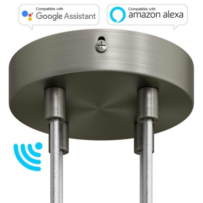 SMART cylindrical metal 4-hole ceiling rose kit - compatible with voice assistants - Brushed titanium