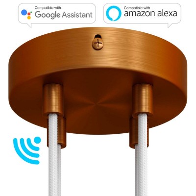 SMART cylindrical metal 4-hole ceiling rose kit - compatible with voice assistants - Brushed copper