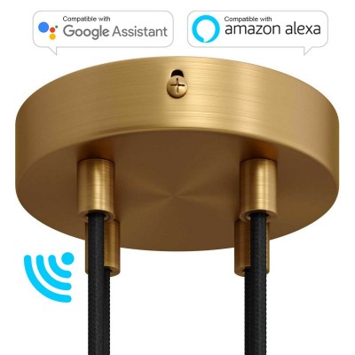 SMART cylindrical metal 4-hole ceiling rose kit - compatible with voice assistants - Brushed bronze