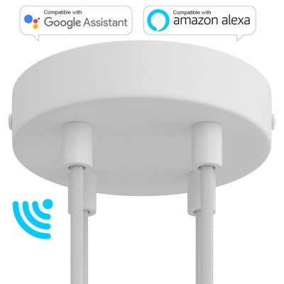 SMART cylindrical metal 4-hole ceiling rose kit - compatible with voice assistants - Matt White