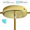 SMART cylindrical metal 1 central hole + 2 side holes ceiling rose kit - compatible with voice assistants