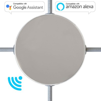 SMART cylindrical metal 4-side hole ceiling rose kit (junction box) - compatible with voice assistants - Chrome