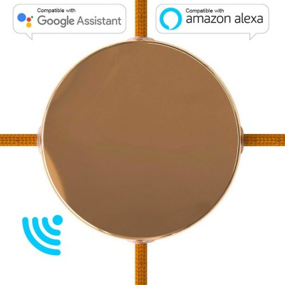 SMART cylindrical metal 4-side hole ceiling rose kit (junction box) - compatible with voice assistants - Copper