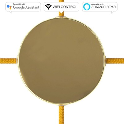 SMART cylindrical metal 4-side hole ceiling rose kit (junction box) - compatible with voice assistants - Brass