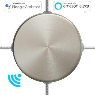 SMART cylindrical metal 4-side hole ceiling rose kit (junction box) - compatible with voice assistants - Brushed titanium