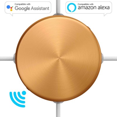 SMART cylindrical metal 4-side hole ceiling rose kit (junction box) - compatible with voice assistants - Brushed copper