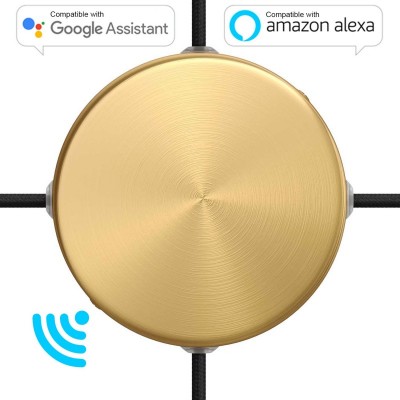 SMART cylindrical metal 4-side hole ceiling rose kit (junction box) - compatible with voice assistants - Brushed bronze