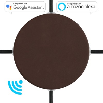 SMART cylindrical metal 4-side hole ceiling rose kit (junction box) - compatible with voice assistants - Painted dark rust