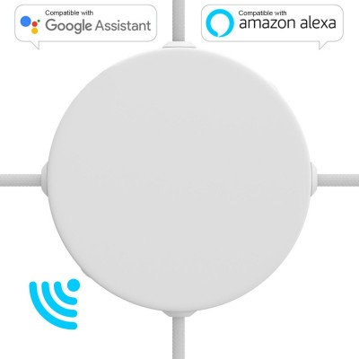 SMART cylindrical metal 4-side hole ceiling rose kit (junction box) - compatible with voice assistants - Matt White