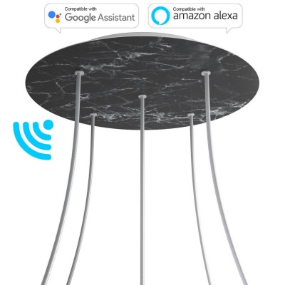 Large Round Smart ceiling rose, 400 mm Panel Rose-One with 5 holes - compatible with voice assistants - Marble Marquina