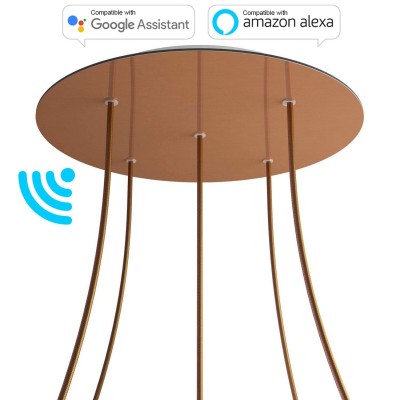 Large Round Smart ceiling rose, 400 mm Panel Rose-One with 5 holes - compatible with voice assistants - Satin Copper Dibond