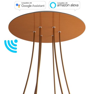 Large Round Smart ceiling rose, 400 mm Panel Rose-One with 6 holes - compatible with voice assistants - Satin Copper Dibond