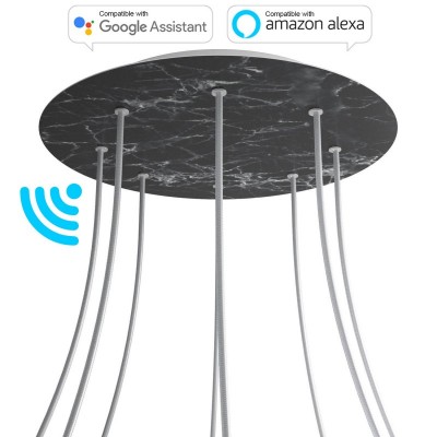 Large Round Smart ceiling rose, 400 mm Panel Rose-One with 8 holes - compatible with voice assistants - Marble Marquina