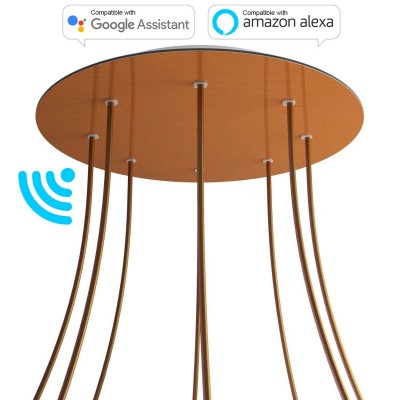 Large Round Smart ceiling rose, 400 mm Panel Rose-One with 8 holes - compatible with voice assistants - Satin Copper Dibond